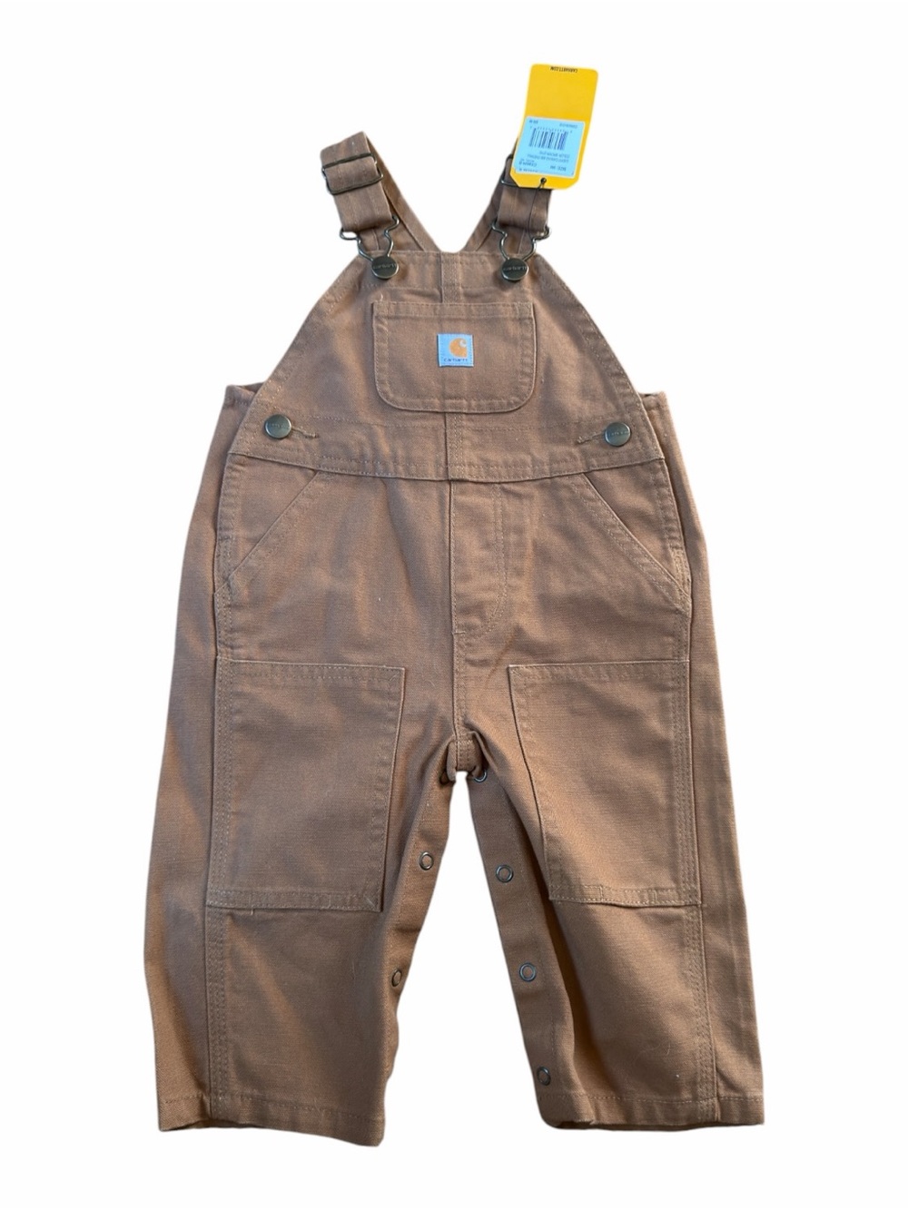 Carhartt Baby Canvas Bib Overalls Size 9 Months Brown NWT 0X8609-B Double Knee
